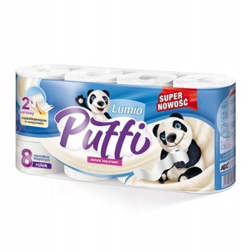 PUFFI PAPIER TOALETOWY BIAŁY CELULOZA 15M 2W 8 SZT