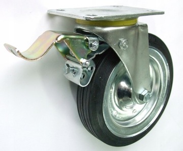 UNI KOŁO METAL-GUMA 200MM OBUDOWA SKRĘTNA+HAMULEC 65H