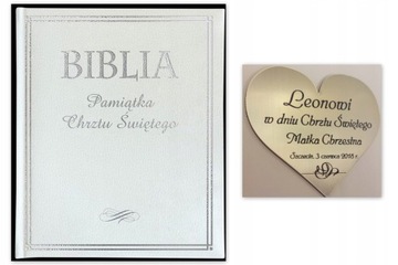 Biblia Pamiątka Chrztu Świętego + laminat grawer