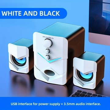 2.1 Channel USB Powered Desktop Computer Speakers with LED Ambient Light -