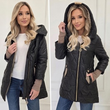 ЖЕНСКАЯ ЛЕГКАЯ СТЕГАНАЯ ПЕРЕХОДНАЯ ВЕСЕННЯЯ КУРТКА С КАПЮШОНОМ S