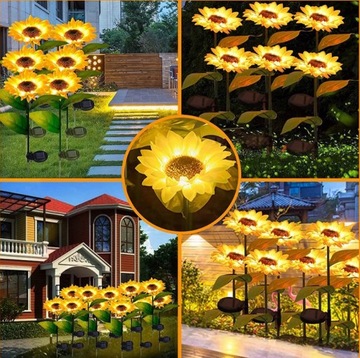 2x САДОВАЯ УЛИЧНАЯ ЛАМПА СОЛНЕЧНАЯ СВЕТОДИОДНАЯ ЛАМПА с цветами ПОДСОЛНУХИ