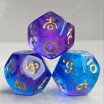 3x3x Kostki astrologiczne Kości wielościenne 12-stronne kości wielościenne