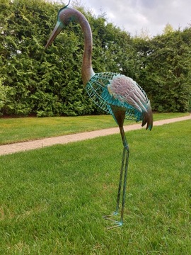 Декоративная металлическая садовая фигура ЦАПЛЯ, высота 90 см, терраса