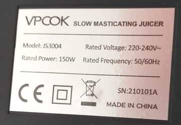 Vpcok JS3004 Медленная соковыжималка