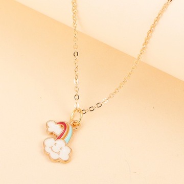 Lovely Enamel Cartoon Rainbow Unicorn Pendant