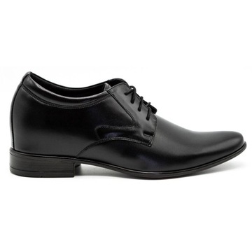 Buty męskie Podwyższające skórzane wizytywe P11 Pantofle czarne 41