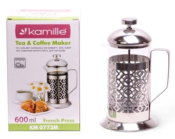 Szklany ZAPARZACZ do HERBATY KAWY 600 ml KAMILLE