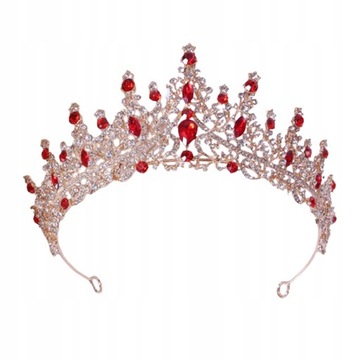 Rhinestone Korony Diadem Opaska Barokowa Czerwień