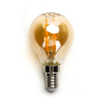 Żarówka E14 LED filament 4W kulka mała bursztyn miodowa żółta AMBER 2200K