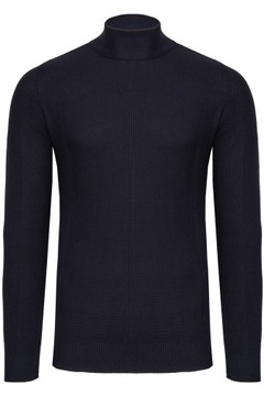 SWETER MĘSKI PÓŁGOLF GRANATOWY GOLF WEŁNA: M