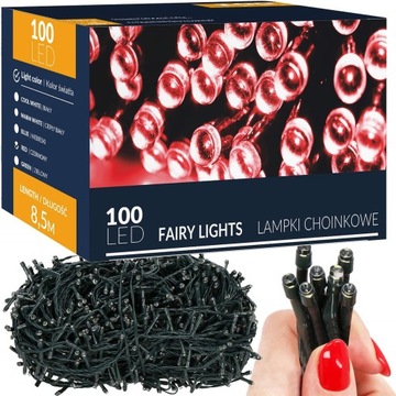 Рождественские елочные гирлянды 100 светодиодов 8,5 м НА УЛИЦЕ В ПОМЕЩЕНИИ КРАСНЫЕ РОЖДЕСТВЕНСКИЕ гирлянды