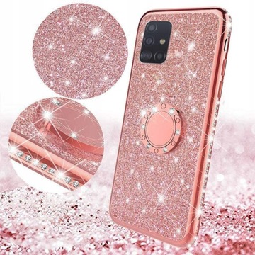 ЧЕХОЛ С БЛЕСКАМИ ДЛЯ SAMSUNG A51 КОЛЬЦО+СТЕКЛО