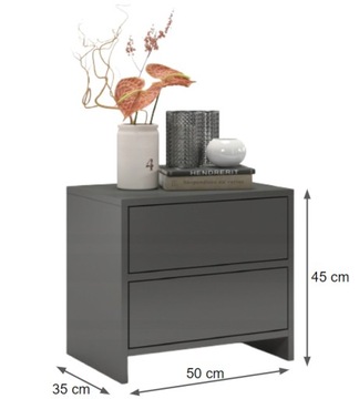 Прикроватная тумбочка с двумя ящиками на прикроватной тумбочке графитового цвета