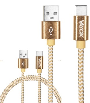Kabel USB-C USB gold 2m złoty VA0190 VAYOX