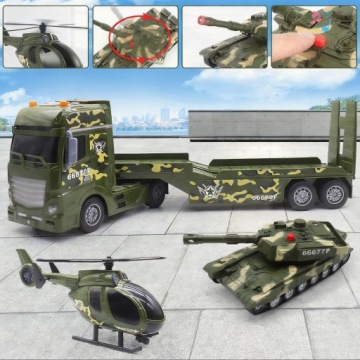 ZESTAW POJAZD WOJSKOWY 3 в 1 вантажівка TANK гелікоптер вогні і звуки
