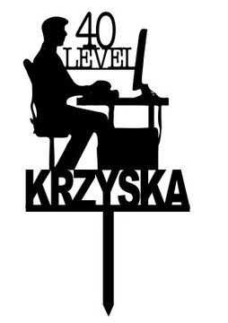 Topper tort URODZINY INFORMATYK GRACZ WIEK LEVEL