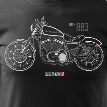 Koszulka motocyklowa Harley Davidson Iron 883 z motocyklem na prezent