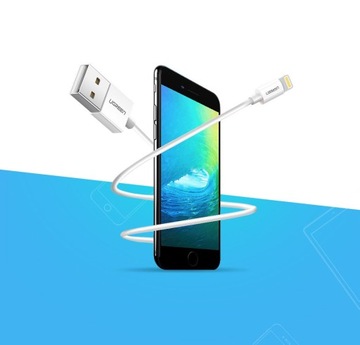 КАБЕЛЬ UЗЕЛЕНЫЙ USB - МОЛНИЯ С СЕРТИФИКАТОМ MFI ДЛЯ IPHONE 1м 2.4А