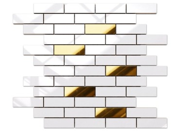 MOZAIKA CERAMICZNA BIAŁA GOLD POŁYSK CEGIEŁKA