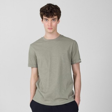 T-shirt z nadrukiem męski - oliwkowy