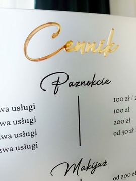 Cennik Arylowy z Pleksi Połysk