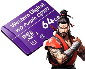 Карта памяти WD Purple microSDXC WDD064G1P0C 64 ГБ, класс 10, класс U1