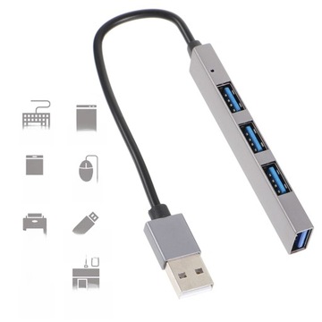 Разветвитель USB HUB 3.0 серый 25X1,5CM