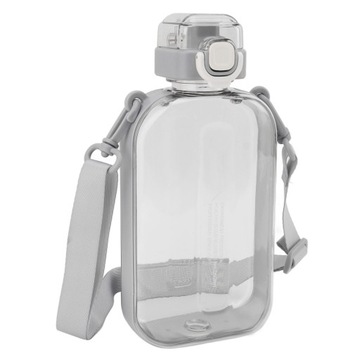 Płaska butelka na wodę 750 ml Slim PC, szczelna, silikonowa z paskiem 8F