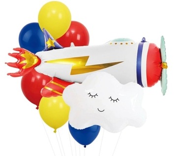 BALONY ZESTAW BALONÓW SAMOLOR CHMURKA NIEBO dekoracja urodziny HEL 8szt