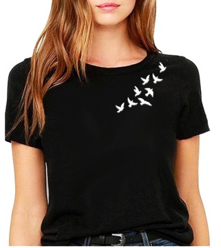 Koszulka Damska T-Shirt z Nadrukiem Ptaki L