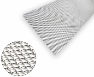 Siatka tuningowa aluminiowa Srebrna 6x4mm 100x25cm