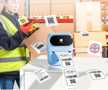 Мини-термопринтер Phomemo M110 для самоклеящихся этикеток и наклеек синий