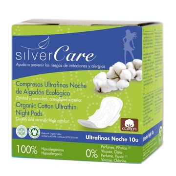Masmi Silver Care ultracienkie bawełniane podpaski na noc ze skrzydełkami z