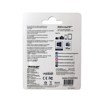 PATRIOT EP 128 ГБ micro SD XC CL10 UHS U3 A1 V30