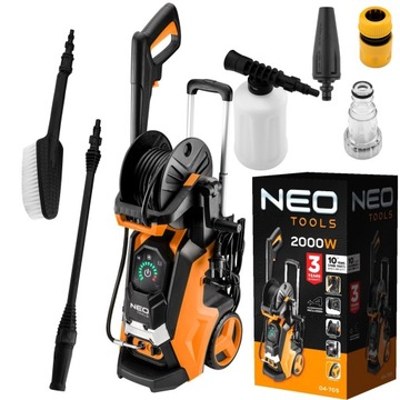 МОЙКА ДАВЛЕНИЯ NEO 2000ВТ, ДАВЛЕНИЕ 150 БАР, КОМПЛЕКТ АКСЕССУАРОВ ДЛЯ ШЛАНГА 04-705