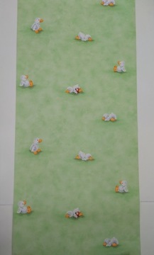 Детские обои с утятами на зеленой бумаге