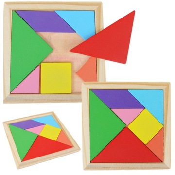 TANGRAM GRA LOGICZNA UKŁADANKA KLOCKI DREWNIANE