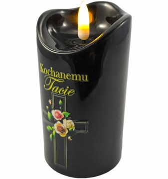 Wkład do zniczy znicz led z dedykacją Kochanemu Tacie Dziadkowi świeca 12cm