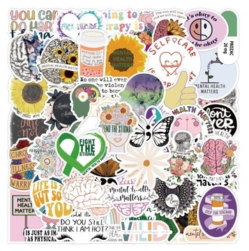 НАКЛЕЙКИ ДЛЯ НОУТБУКА НАКЛЕЙКИ MIX ПСИХИЧЕСКОЕ ЗДОРОВЬЕ 50 шт.