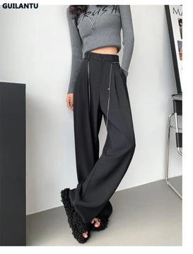 Autumn Office Elegant Suit Wide Leg Pants Women Bl
