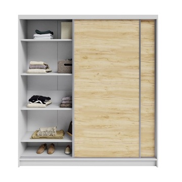 SZAFA dwudrzwiowa przesuwna DENVER 200 cm + drążek + półki CRAFT garderoba