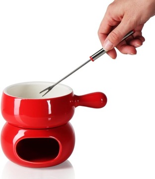 ZESTAW DO CZEKOLADOWEGO FONDUE CERAMICZNA MISKA + TYGIEL 4 WIDELCE MISKA