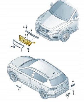 MŘÍŽKA CHLADIČŮ MASKA PŘEDNÍ 575853654C SEAT ATECA NOVÁ ORIGINÁLNÍ