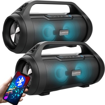 GŁOŚNIK PRZENOŚNY BLUETOOTH BEZPRZEWODOWY BOOMBOX USB TWS MANTA SPK215 2szt