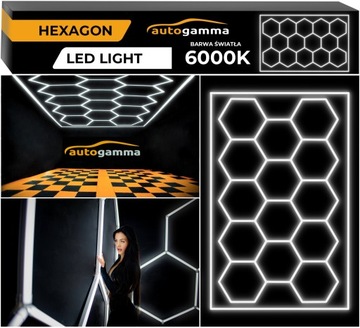 System oświetleniowy garażowo warsztatowy HEXAGON LED 243 x 483 cm 6000K