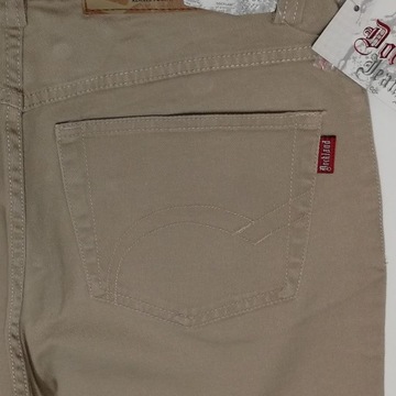 Spodnie letnie męskie beżowe prosta nogawka firma Dockland rozm. 77 cm. pas