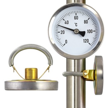 TERMOMETR tarczowy 63mm NIERDZEWKA 0-120C na RURE