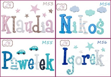 LITERKI NA ŚCIANE IMIĘ 5-LITEROWE 3 DEKORY GRATIS