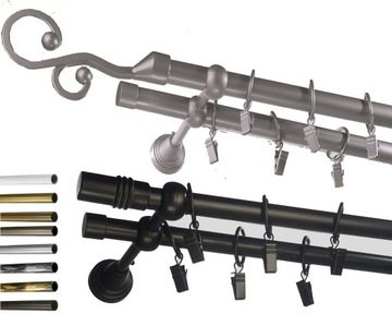 Karnisz metalowy fi 16 podwójny 430 cm
